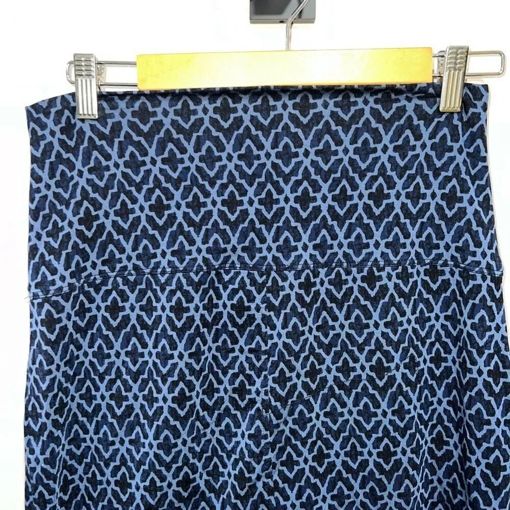 Athleta Seaside Foldover Faux Wrap Skirt Navy Geo Print Size Small Navy Blue